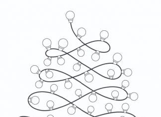 kolorowanka lampki świąteczne w krztałcie choinki