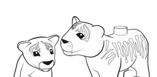 Lwy w lego Duplo kolorowanka lwy w lego duplo