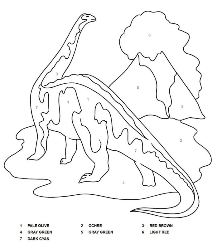 kolorowanka maluj według cyfr wielki dinozaur