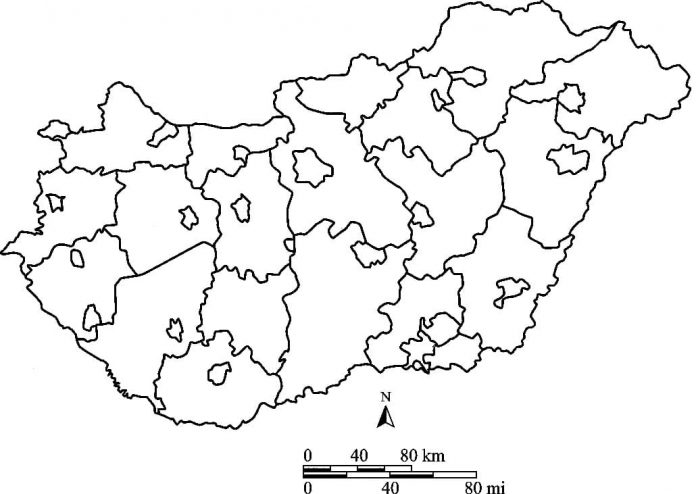 kolorowanka mapa Węgier do druku dla dzieci