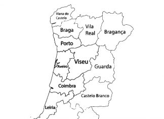 kolorowanka mapa portugalii do druku