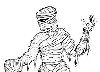 Mumia kolorowanka mumia dla dzieci do druku z bajki