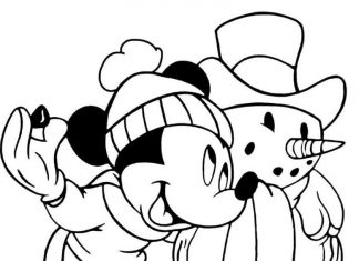 Myszka Miki przy bałwanie