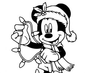 Myszka Miki z ozdobami świątecznymi