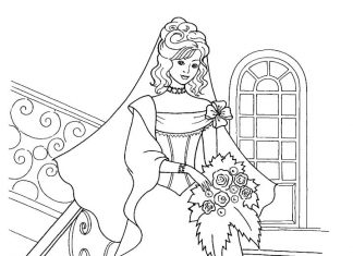 kolorowanka piękna Panna Młoda do druku