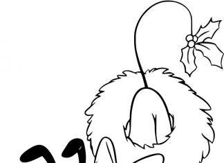 Pies Pluto z ozdobami świątecznymi