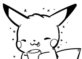 Pikachu pije kawę kolorowanka pikachu pije kawe do druku