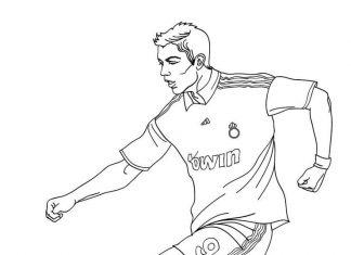 kolorowanka piłkarz kopie piłkę