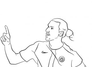 kolorowanka piłkarz wskazuje palcem