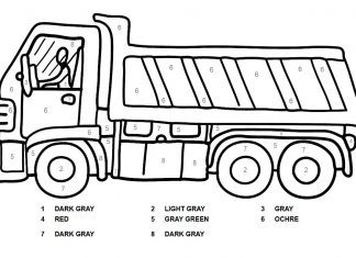 kolorowanka pomaluj samochód według kolorów ciężarówka
