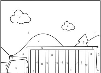 kolorowanka pomaluj samochód według kolorów samochód ciężarowy