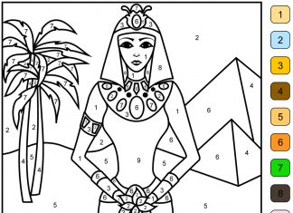 kolorowanka pomaluj według cyfr kobieta z Egiptu