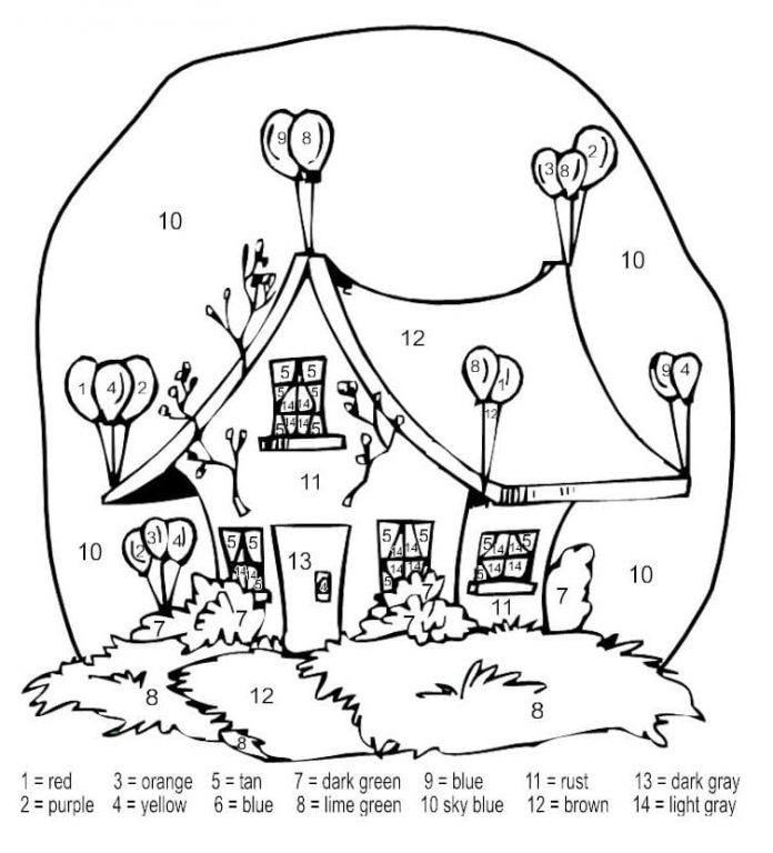 kolorowanka pomaluj według cyfr z balonami