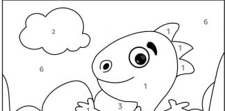 Pomaluj według legendy mały smok kolorowanka pomaluj według legendy mały smok