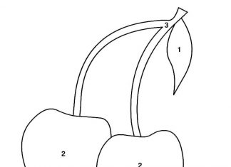 Pomaluj według liczb czereśnie kolorowanka pomaluj według liczb czereśnie