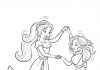 Postacie bajki Elena z Avalor tańczą kolorowanka posracie bajki Elena z Avalor tańczą do druku