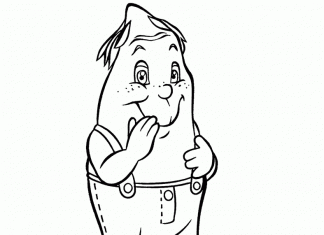 Postać bajki ziemniak w spodniach kolorowanka postać bajki ziemniak w spodniach