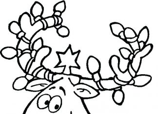 Renifer owinięty w lampki świąteczne kolorowanka renifer ownięty w lampki świąteczne do druku