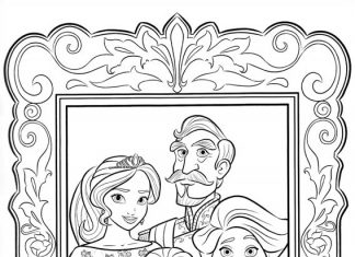 Rodzina Elena z Avalor w ramce kolorowanka rodzina Elena z Avalor w ramce