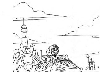 Szczęśliwy piesek Zuma pływa statkiem kolorowanka szczęśliwy piesek Zuma pływa statkiem