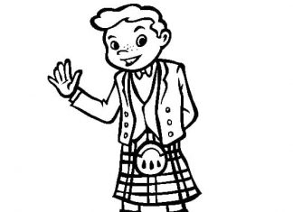 Szkocki chłopak kolorowanka szkocki chłopak