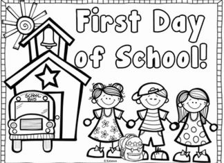 Wyczekiwanie na autobus na rozpoczęcie roku szkolnego kolorowanka wyczekiwanie na autobus na rozpoczęciu roku szkolnego