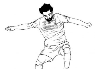 kolorowanka wyśmienity zawodnik drużyny Salah - Liverpool