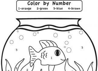 Z instrukcją rybka w akwarium kolorowanka z instrukcjom rybka w akwarium