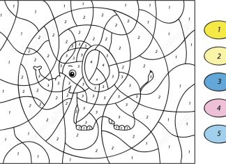 Z instrukcją słonik kolorowanka z instrukcjom słonik