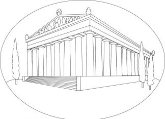 Zabytkowy budynek z kolumnami – Panteon kolorowanka zabtykowy budynek z kolumnami - Panteon do druku