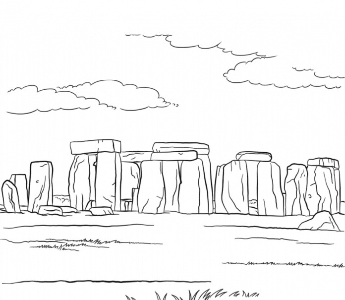 kolorowanka zabytkowe miejsce w Anglii - Stonehenge do druku