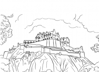 Zamek w Edynburgu kolorowanka zamek w Edynburgu do druku