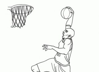Zawodnik robi wsad do kosza kolorowanka zawodnik robi wsad do kosza Kobe Bryant z NBA do druku