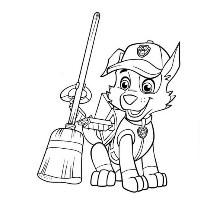 kolorowanki Rocky zamiata - Paw Patrol