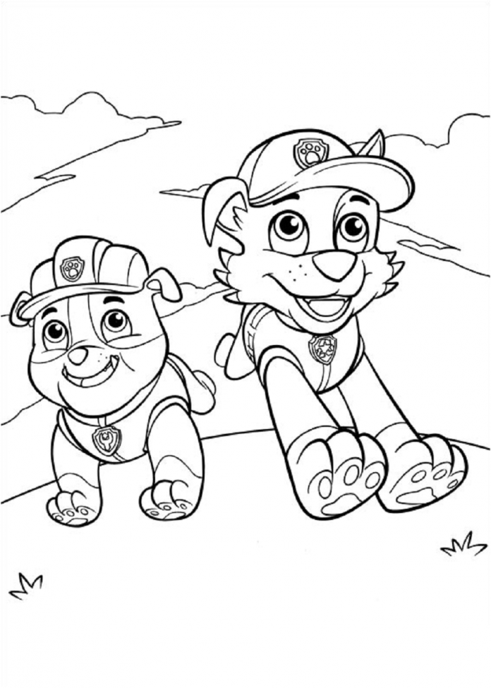 kolorowanki biegnące pieski z Paw Patrol bajki