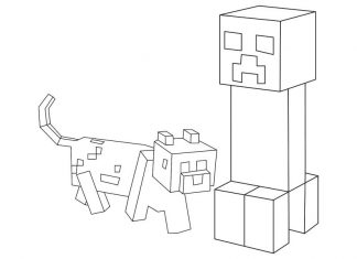 Kolorowanka Creeper Minecraft i pies