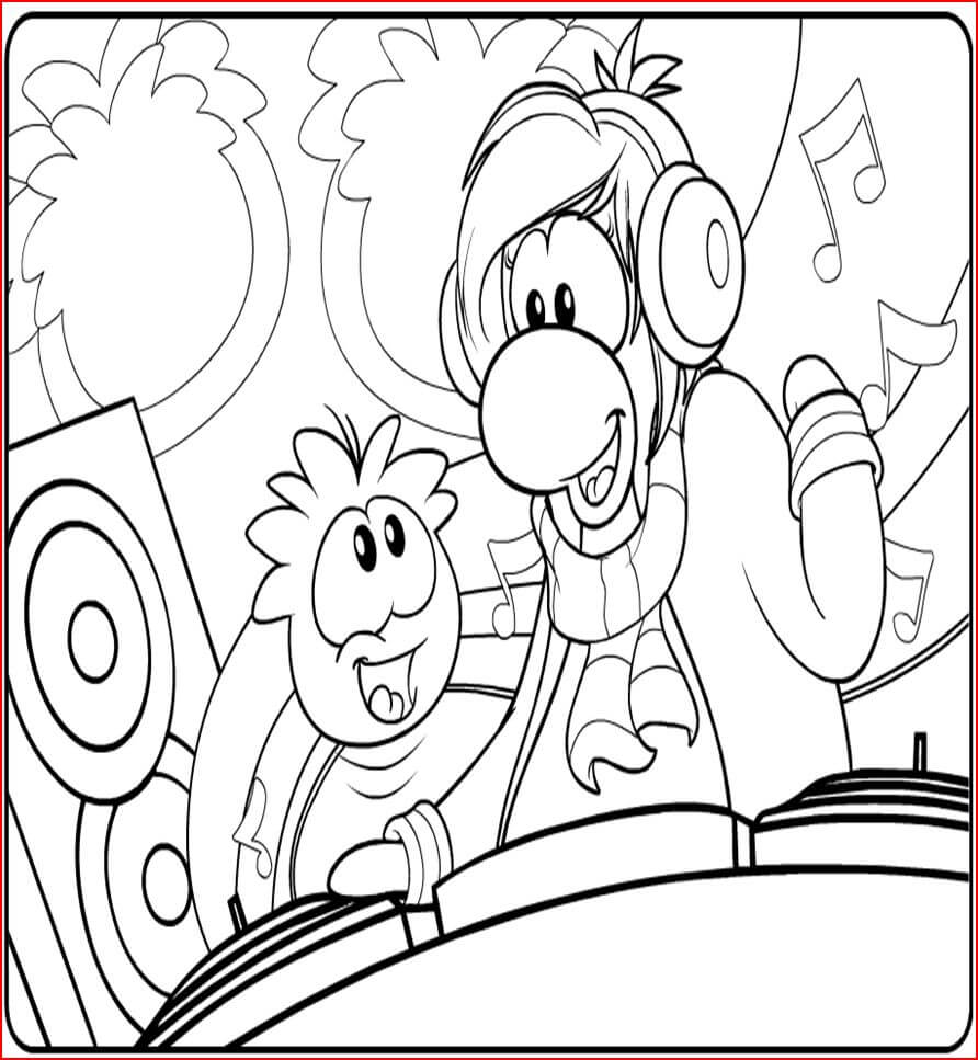CLub Penguin - DJ Puffle kolorowanka