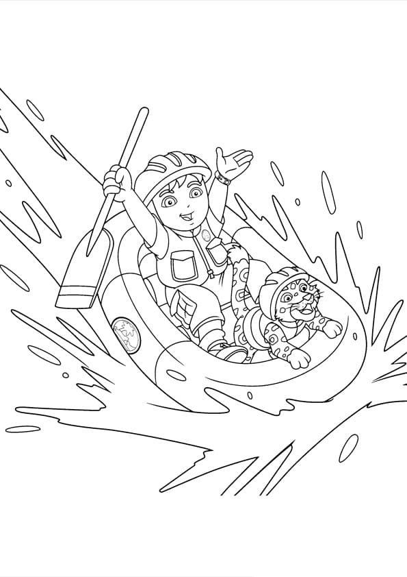 Diego i rafting po rzece