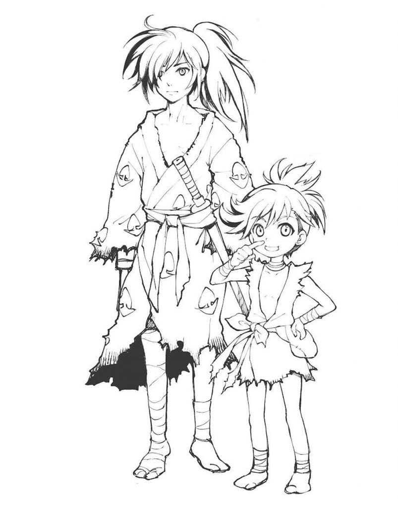 Dwie postacie Hyakkimaru i Dororo