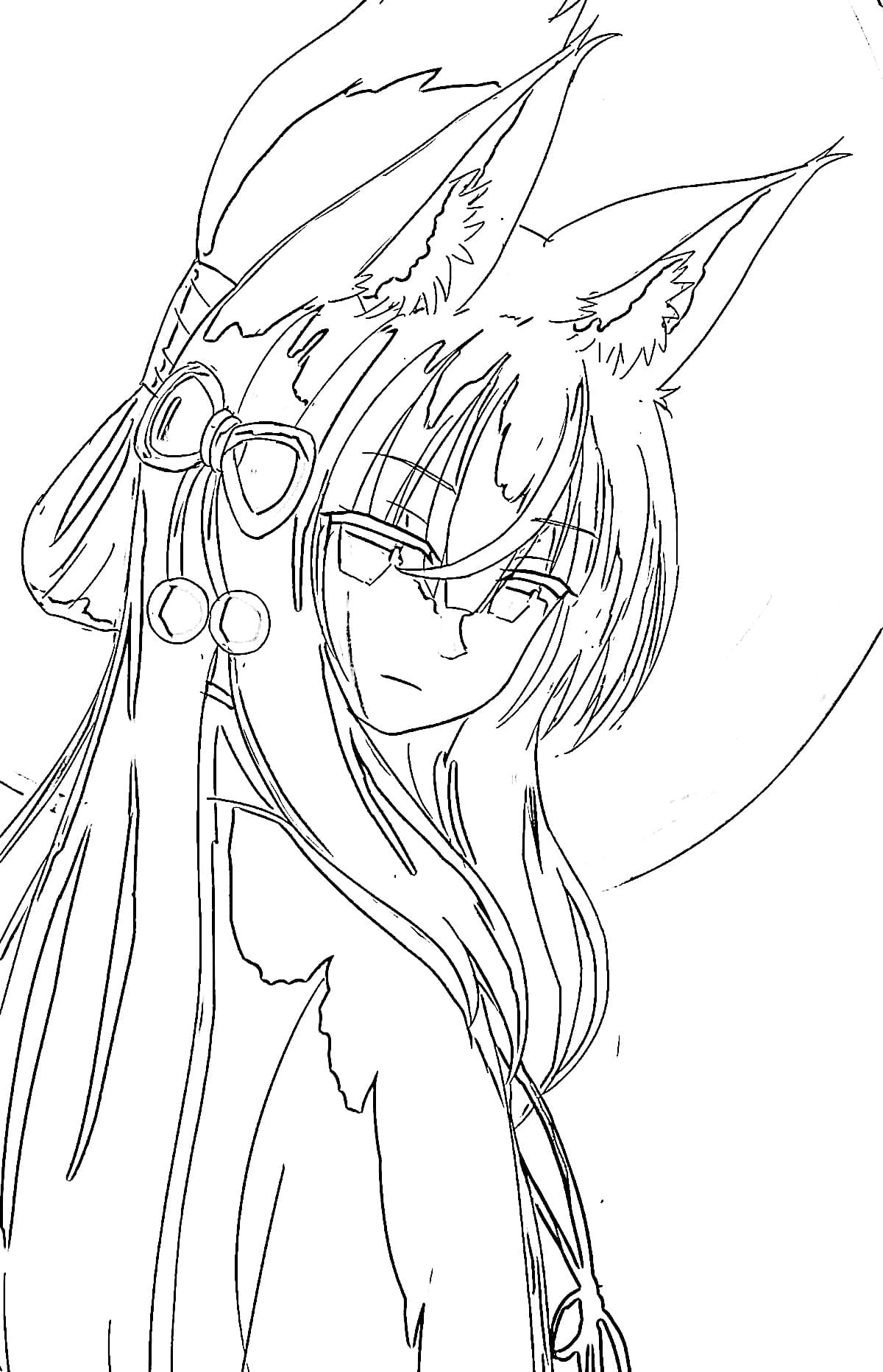 Dziewczyna Kitsue i jej lisie uszy