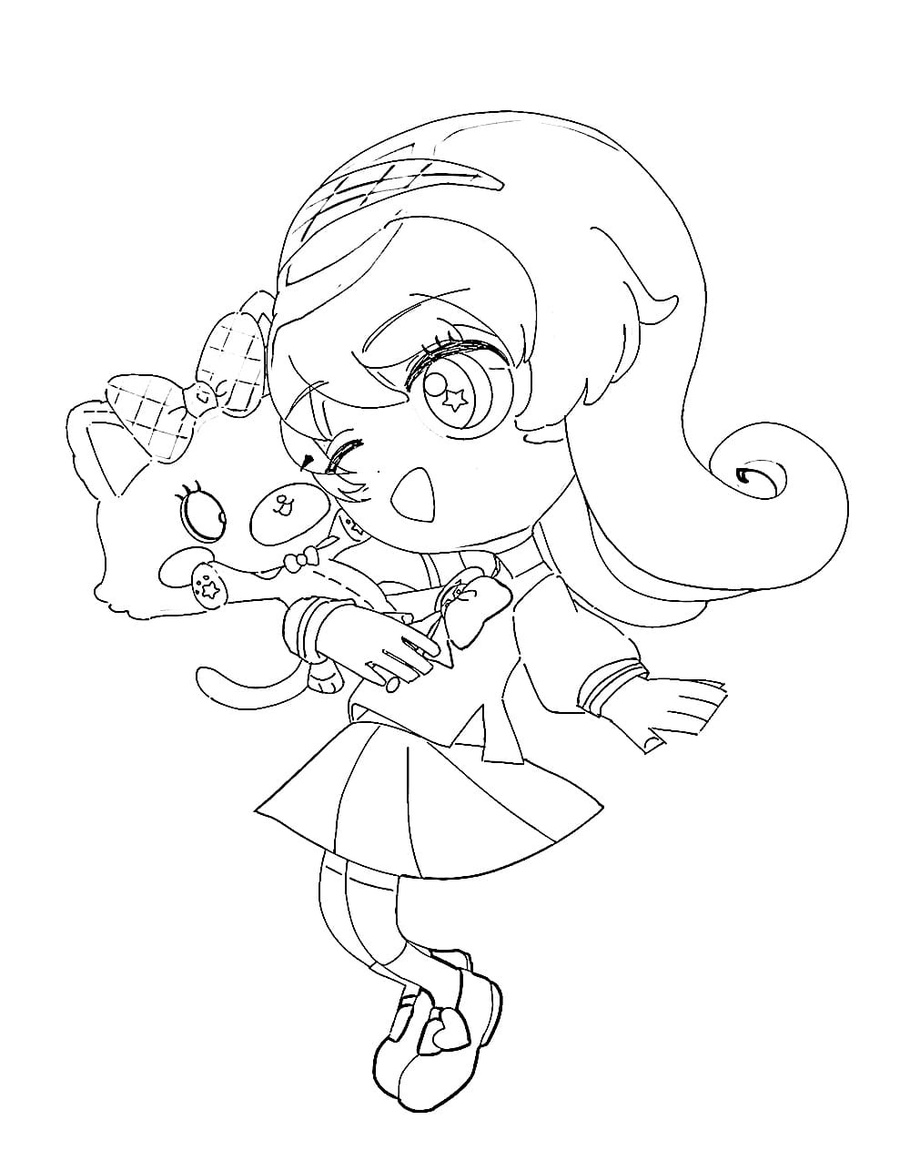 Dziewczyna Yume Hinata i Mew do druku