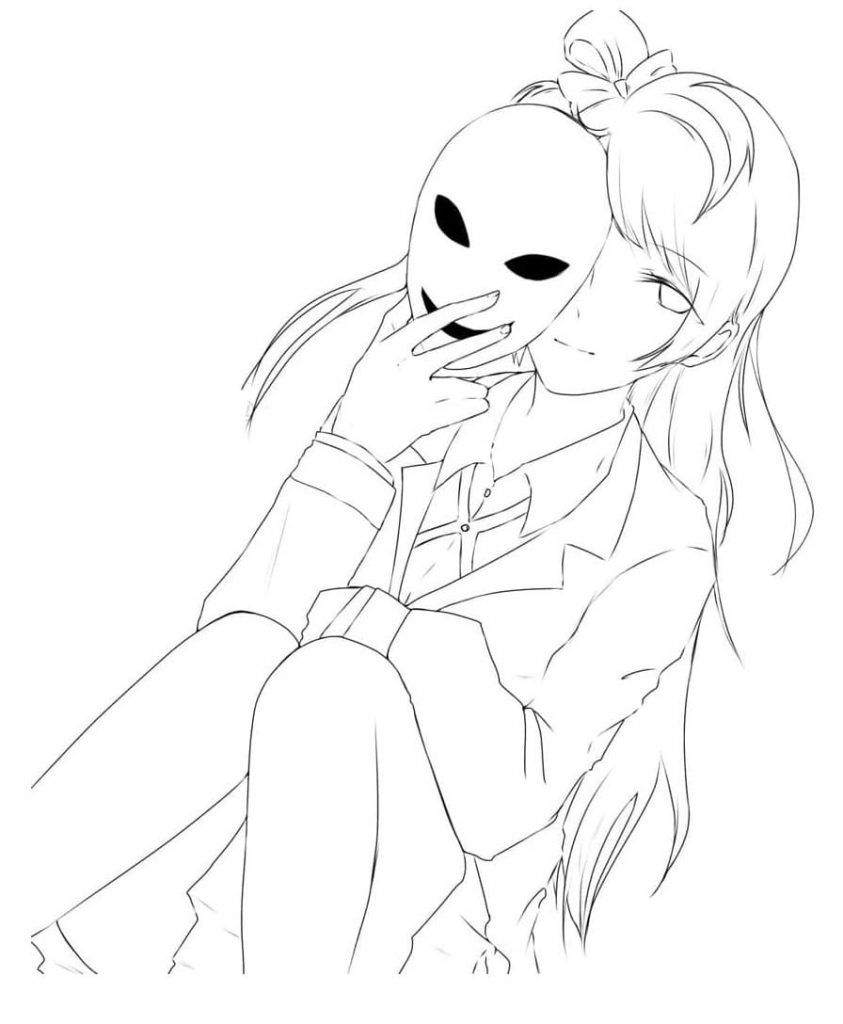 Dziewczyna anime i jej tajemnicza maska