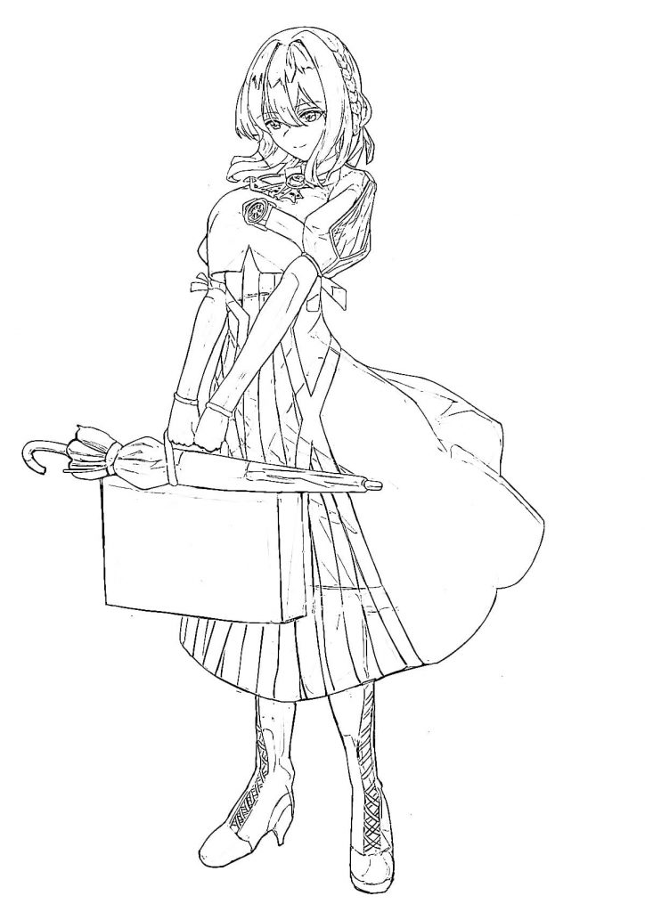 Dziewczyna z parasolką i walizką w deszczu