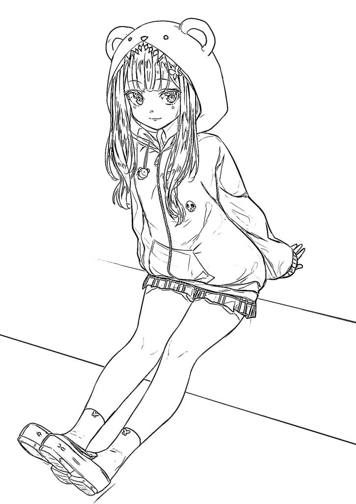 Dziewczynka w bluzie Rushia Uruha