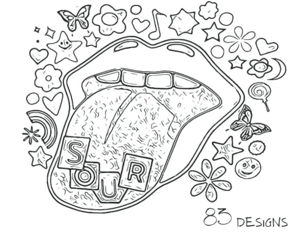 Język i ikonki na obrazku do druku