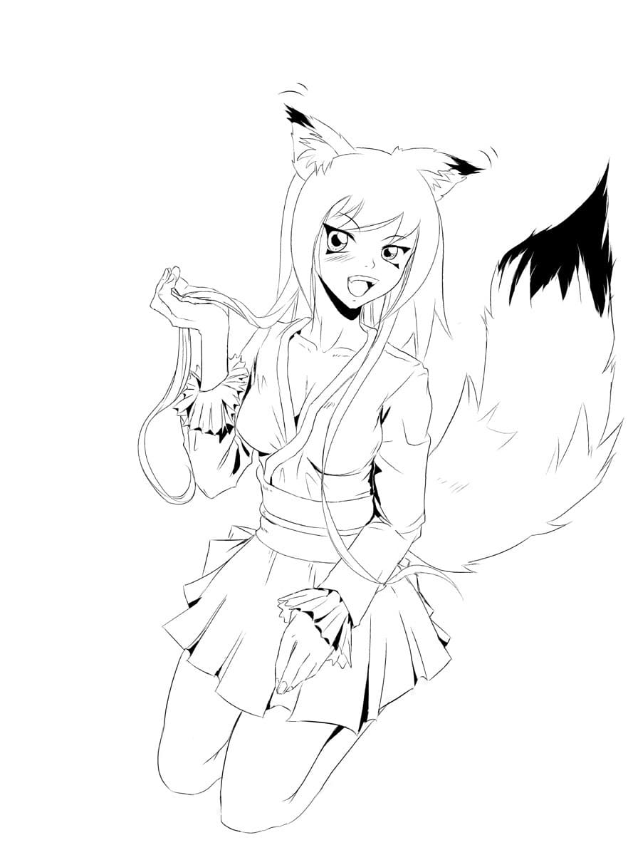 Kitsune Anime do wydruku