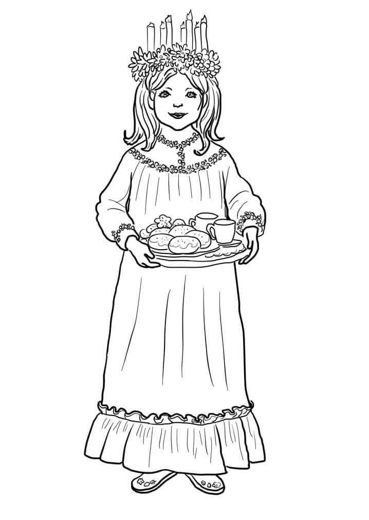 Kolorowanka Dzień Świętej Łucji do druku dla dzieci
