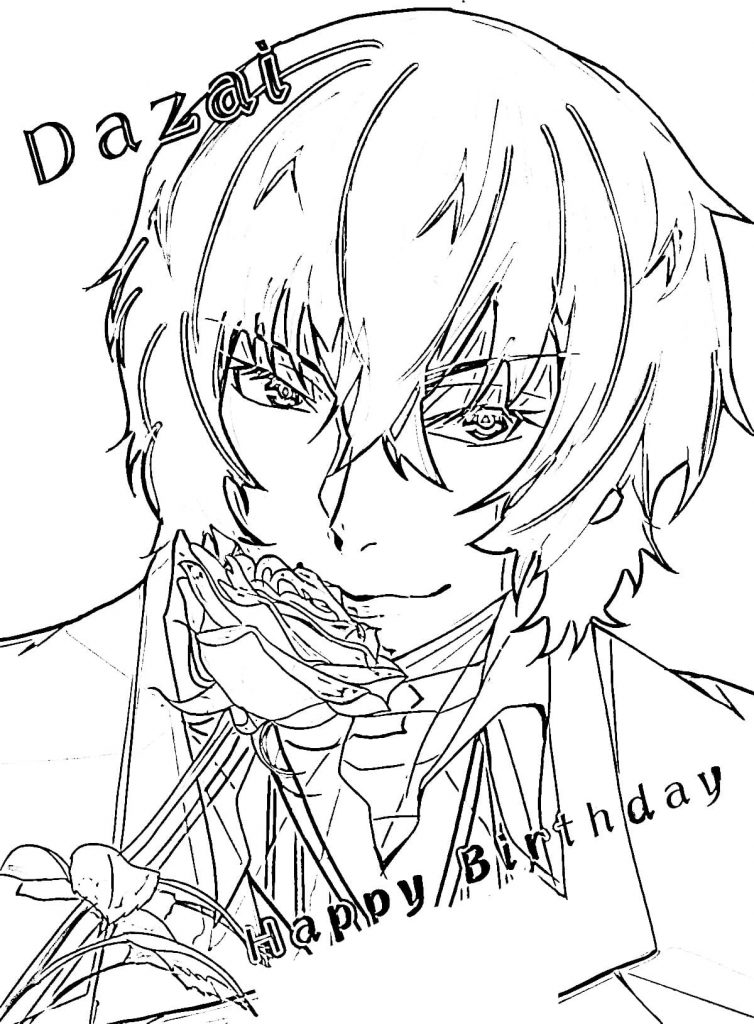 Kolorowanka urodzinowa Osamu Dazai