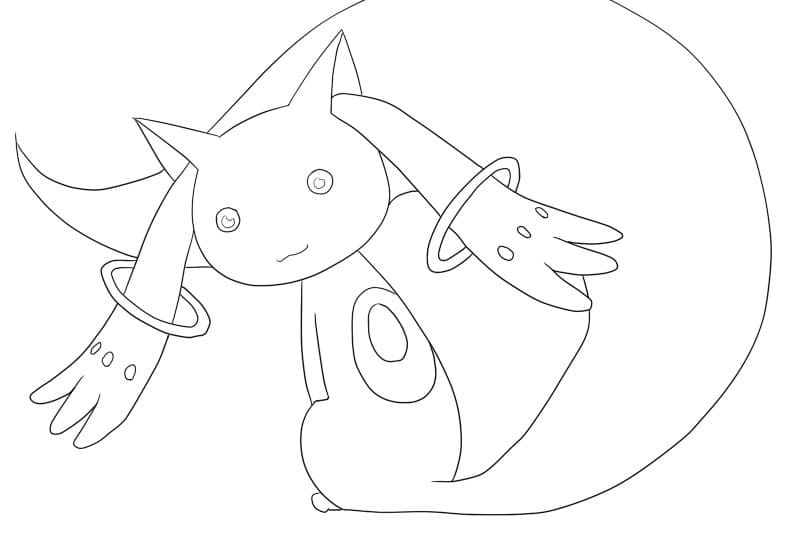 Kyubey z długim ogonem i dużymi oczami