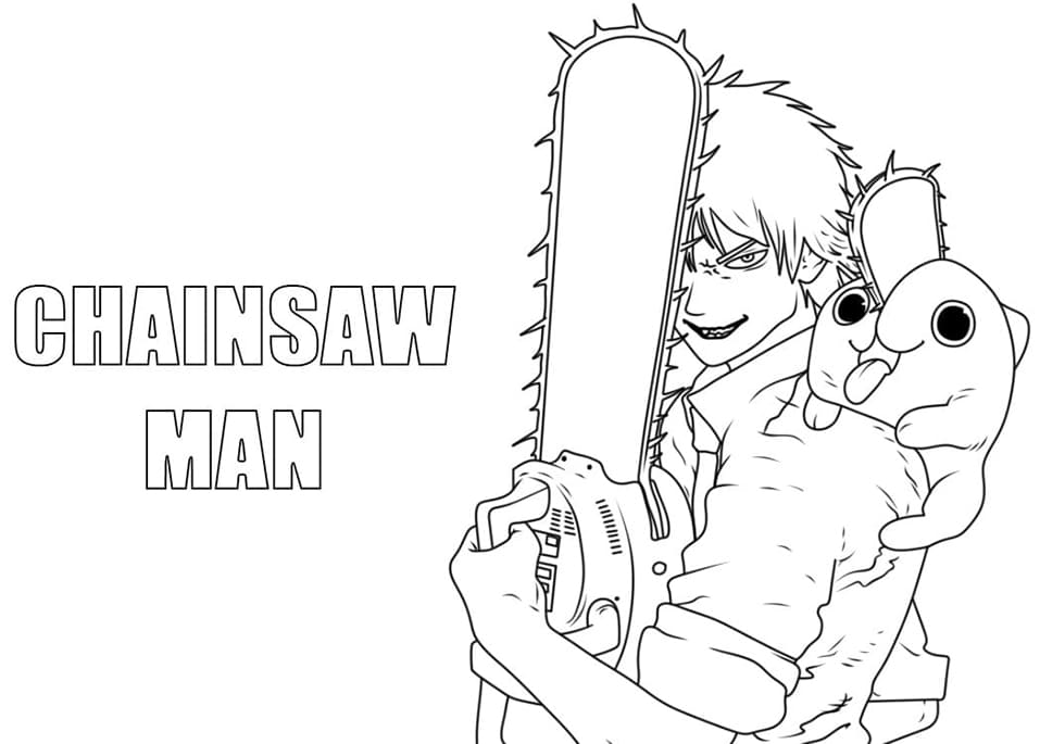Logo i postacie z Chainsaw Man